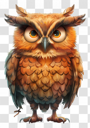 Cartoon Owl - Beautiful Detailed Owl Illustration In Warm Tones Transparent PNG