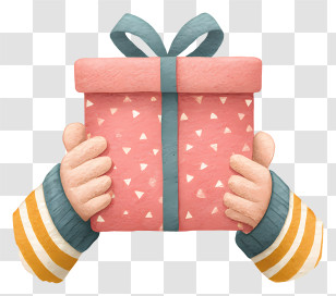 Holding Gift Box - Cute Pink Gift Box In Hands Transparent PNG