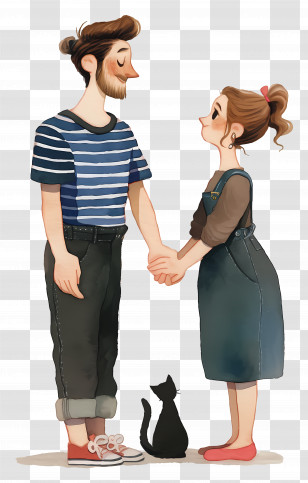 Couple Holding Hands - Couple Holding Hands With Cat Transparent PNG