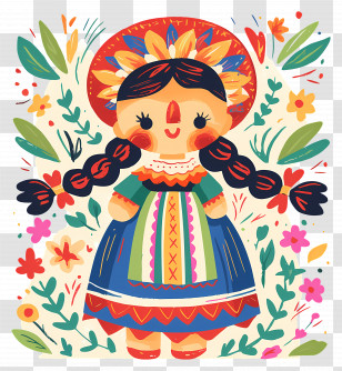 Mexican Doll - Colorful Traditional Doll Transparent PNG