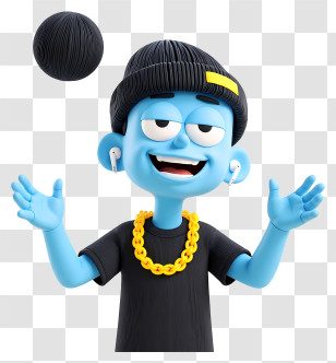 Playful Cartoon Boy - Cool Blue Hip-Hop Character Transparent PNG