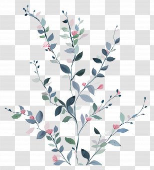 Climbing Plant - Decorative Plant Branch With Flowers And Leaves Transparent PNG