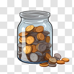 World Thrift Day - Glass Jar Filled With Coins For Savings Transparent PNG