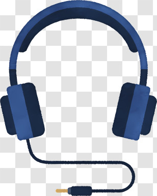 Icon - Blue Headphones With Wired Connection Transparent PNG