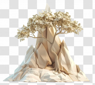 Mountain Tree - Abstract Tree Growing On Rocky Mountain Transparent PNG