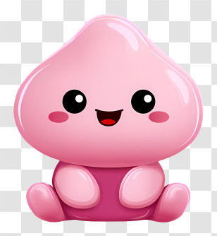 Kawaii Mochi Character - Pink Cartoon Character Transparent PNG
