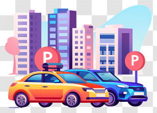 Parking - Parked Cars In The City Transparent PNG