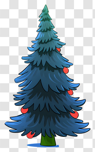 Christmas Tree - Stylized Blue Christmas Tree With Ornaments Transparent PNG