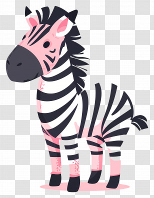 Zebra - Cute Cartoon Illustration Of Zebra Transparent PNG
