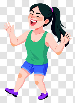 Woman Laughing - Happy Woman In Sportswear Cartoon Transparent PNG