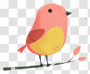 Bird - Pink And Yellow Bird Illustration Transparent PNG