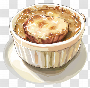 French Onion Soup - Delicious Baked Dish In A Ramekin Transparent PNG