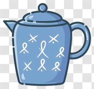 Blue Teapot - Blue Teapot With Ribbon Pattern Transparent PNG