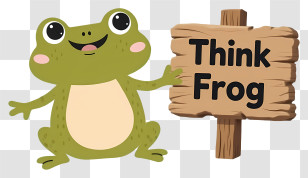 Think Frog - Green Frog With Sign Transparent PNG