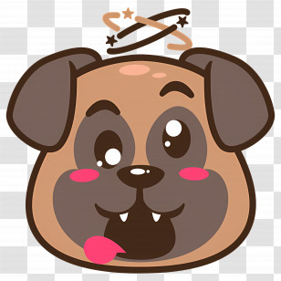 Dog Emoji - Dizzy Cartoon Dog Transparent PNG