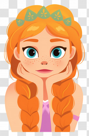 Princess Anna - Cartoon Girl With Braided Orange Hair Transparent PNG
