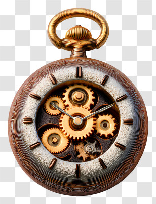 Steampunk Pocket Watch - Steampunk Pocket Watch With Gears Transparent PNG