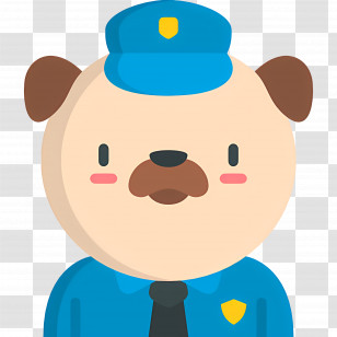 Dog Emoji - Cartoon Police Dog Transparent PNG