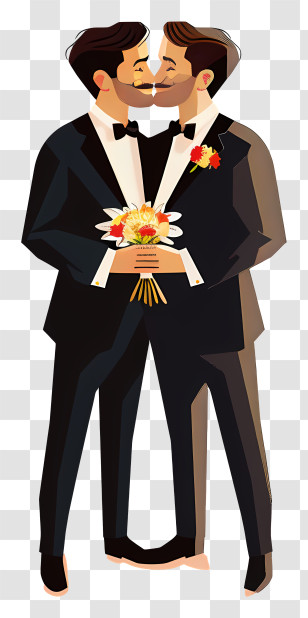 Lgbt Wedding Frame - Gay Couple At Wedding Ceremony Illustration Transparent PNG