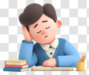Student Tired Of Homework - Tired Student At Desk Transparent PNG