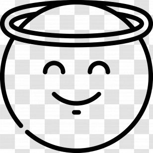 Halo - Outline Of Halo Emoji With Happy Expression Transparent PNG