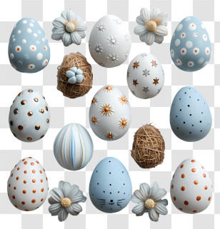 Easter Eggs - Decorative Easter Eggs And Flowers Transparent PNG