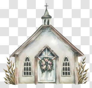 Cartoon - Small Chapel Decorated With A Wreath Transparent PNG