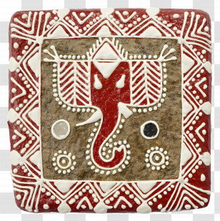 Lord Ganesha - Red Elephant Decorative Tile Transparent PNG
