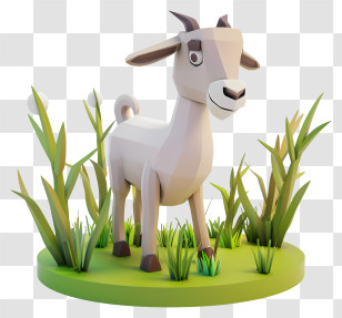 Goat - Cartoon Goat Standing On Grass Transparent PNG