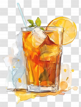 Iced Tea With Lemon Slice And Mint Leaves - Refreshing Iced Tea With Lemon And Mint Transparent PNG