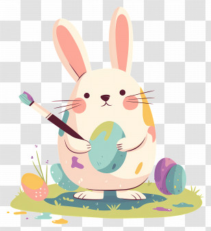 Bunny Painting Easter Eggs - Easter Bunny Painting Eggs Transparent PNG