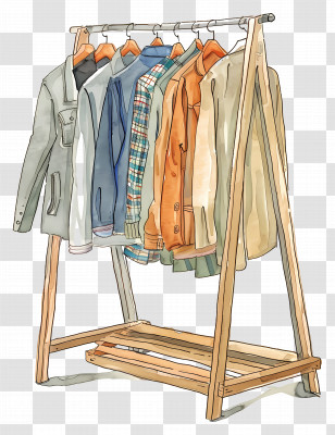 Clothes Rack - Clothing Rack Holding Jackets And Coats Illustration Transparent PNG