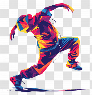 Breakdance Silhouette - Bold Colorful Dancing Figure Illustration Transparent PNG