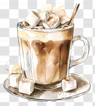 Coffee - Hot Chocolate With Marshmallows Illustration Transparent PNG
