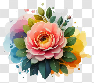Peony Flower - Beautiful Blooming Flower With Colorful Background Transparent PNG