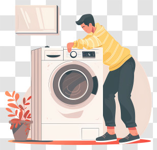 Man Doing Laundry - Man Using Washing Machine Illustration Transparent PNG