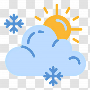 Snowy Weather - Sun Cloud And Snowflake Weather Illustration Transparent PNG