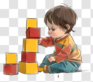 Building Blocks - Child Stacking Colorful Building Blocks Transparent PNG