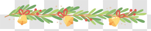 Tree Branch - Festive Christmas Garland With Bells Transparent PNG