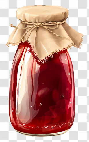 Bottle Of Jam - Glass Jar Filled With Red Jam And Sealed With Fabric Lid Transparent PNG