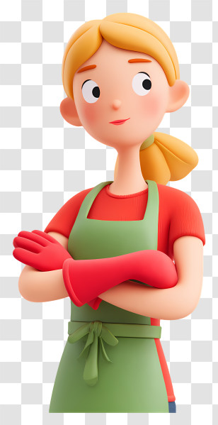 Cartoon Homewife - Confident Home Cleaner Character Transparent PNG