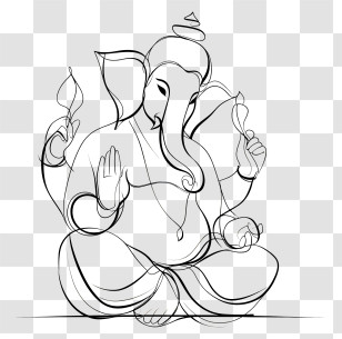 Happy Ganesh Chaturthi - Line Art Of Ganesha Transparent PNG
