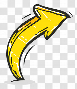Yellow Curved Arrow - Bright Yellow Curved Arrow Illustration Transparent PNG