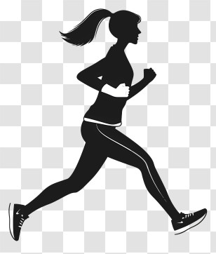 Woman Running - Silhouette Of A Runner In Active Motion Transparent PNG
