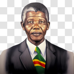 Nelson Mandela - Portrait Of A Man In Formal Suit Transparent PNG