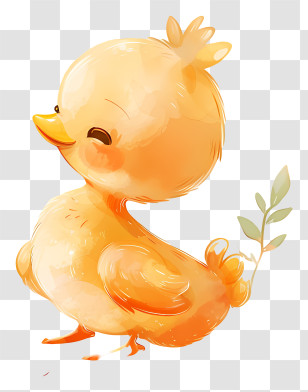 Cartoon Baby Duck - Yellow Happy Duck Illustration Transparent PNG