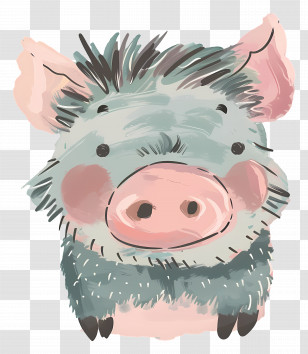 Wild Boar - Cute Cartoon Pig Illustration Transparent PNG