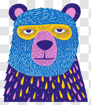Blue Bear - Colorful Blue Bear Transparent PNG
