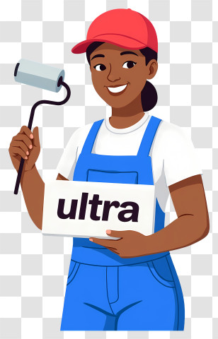 Painter Holding Paint Roller - Painter Holding Roller And Sign Transparent PNG