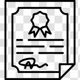 Certificate - Black And White Certificate Icon Transparent PNG